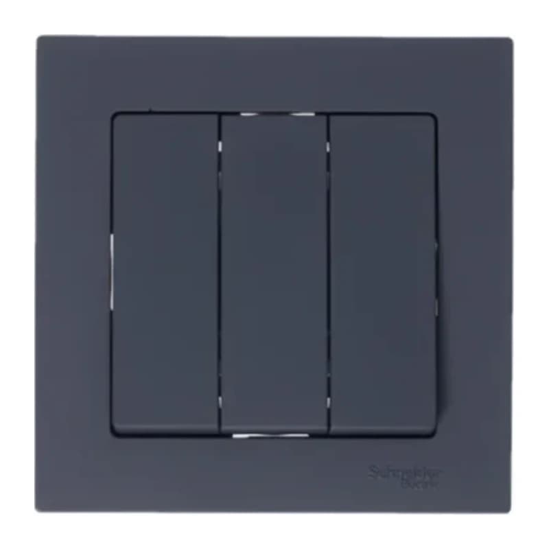 Выключатель трехклавишный Schneider Atlasdesign 10А, грифель