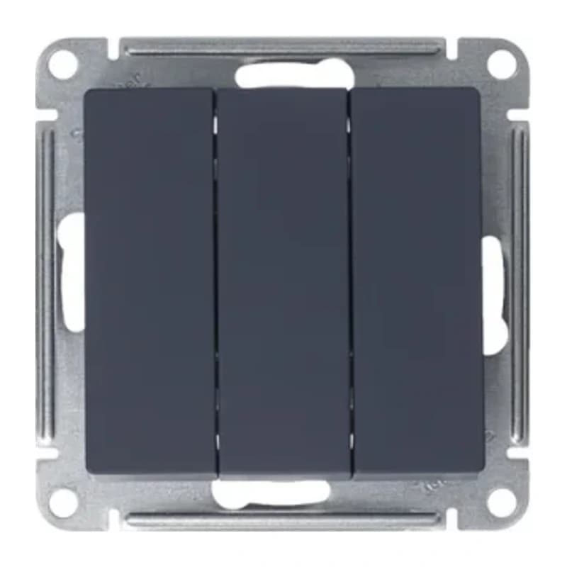 Выключатель трехклавишный Schneider Atlasdesign 10А, грифель