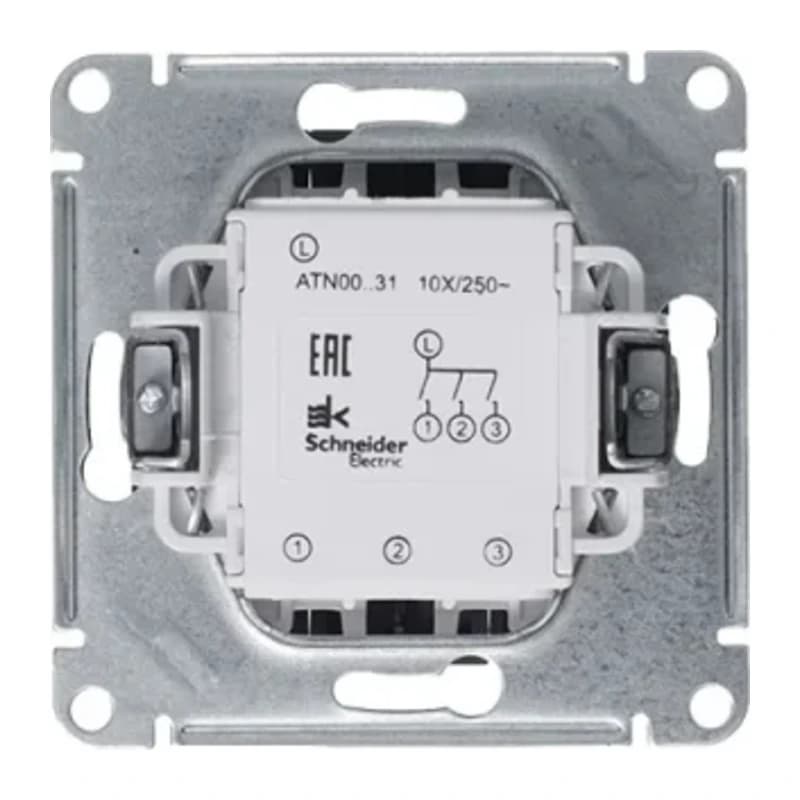 Выключатель трехклавишный Schneider Atlasdesign 10А, грифель