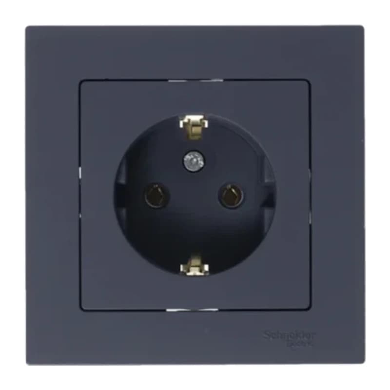 Розетка с заземлением Atlasdesign 16А, грифель