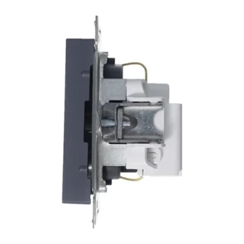 Розетка с заземлением со шторками Atlasdesign 16А, грифель