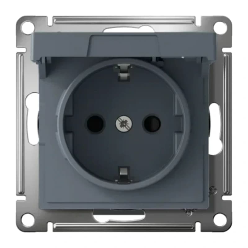 Розетка с заземлением со шторками и крышкой Atlasdesign 16А IP20, быстрозажим. клем., грифель