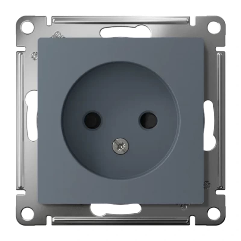 Розетка без заземления со шторками Atlasdesign 16А, грифель