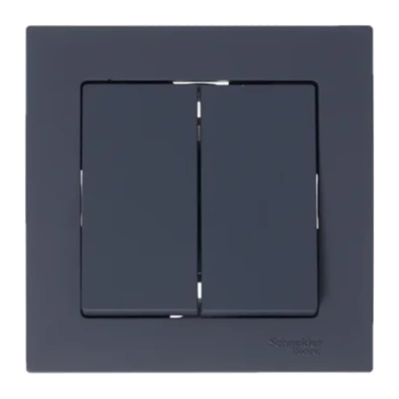 Выключатель двухклавишный Schneider Atlasdesign 10А, грифель