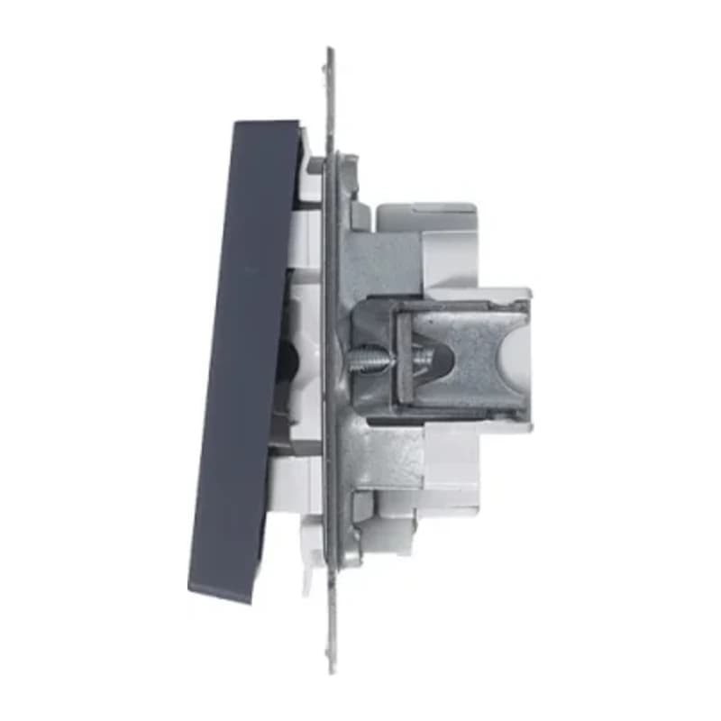 Выключатель двухклавишный с подсветкой Schneider Atlasdesign 10А, грифель