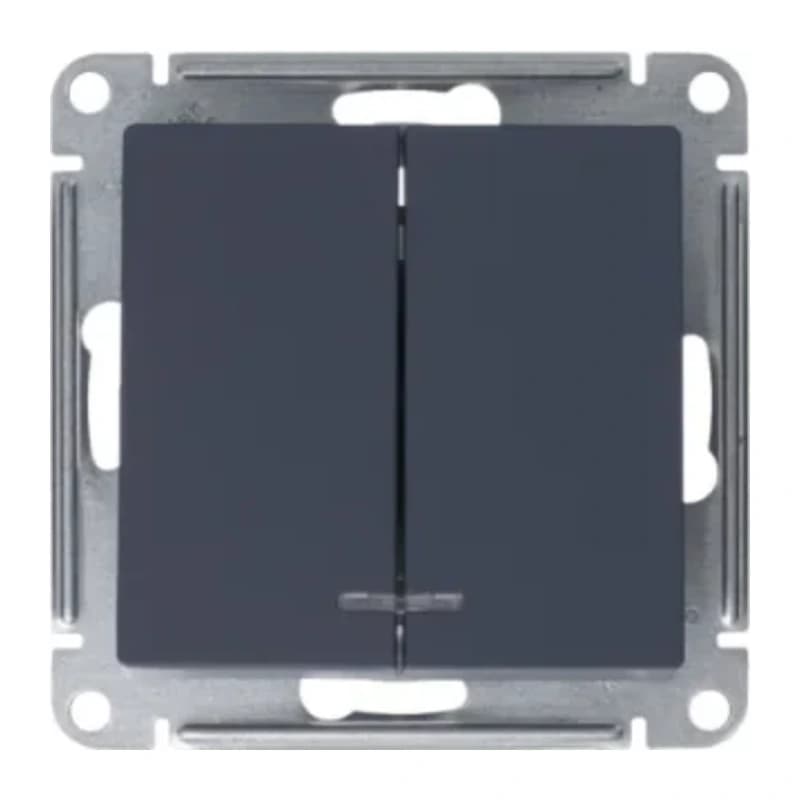 Выключатель двухклавишный с подсветкой Schneider Atlasdesign 10А, грифель