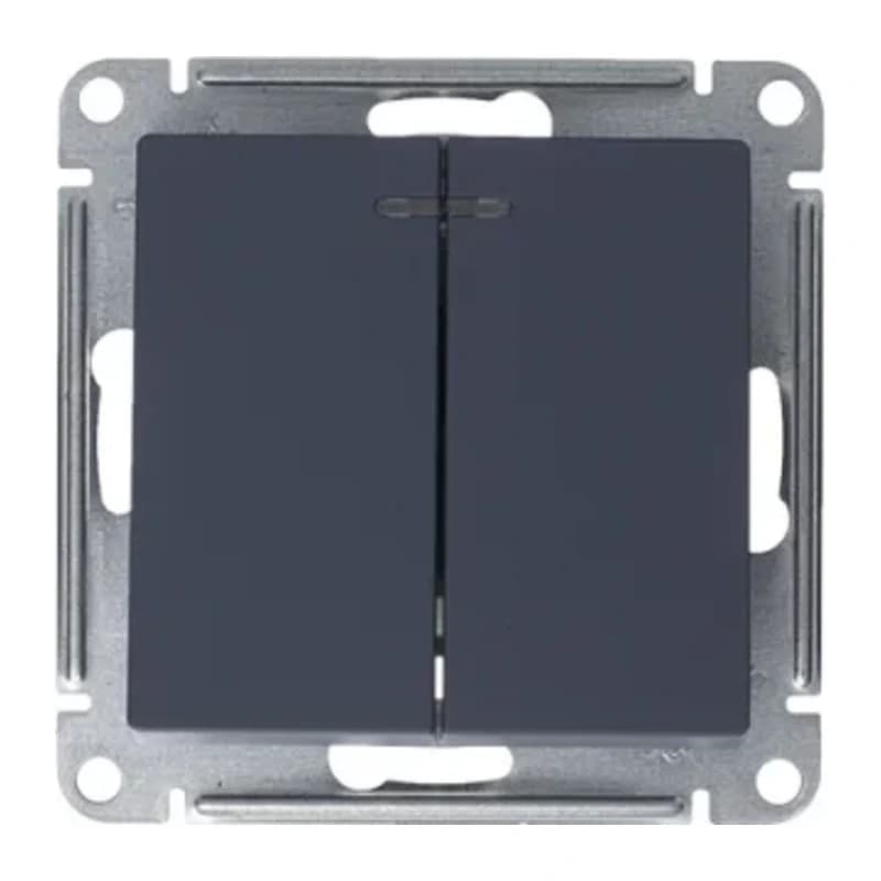 Выключатель двухклавишный с подсветкой Schneider Atlasdesign 10А, грифель