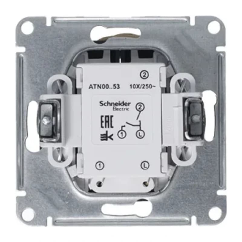 Выключатель двухклавишный с подсветкой Schneider Atlasdesign 10А, грифель