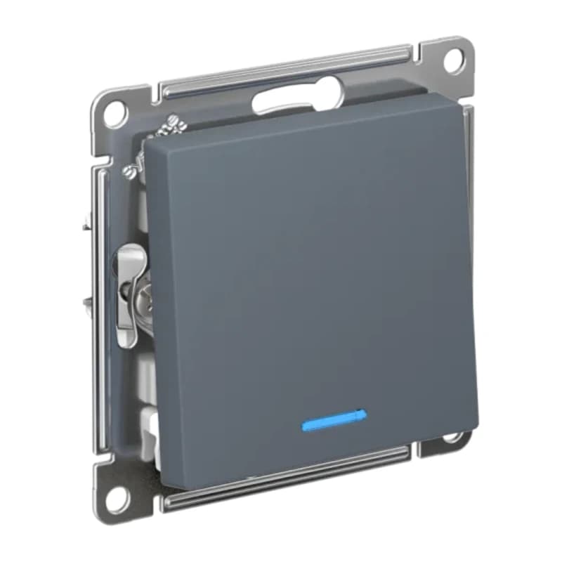 Выключатель одноклавишный проходной с подсветкой Schneider Atlasdesign 10А, грифель