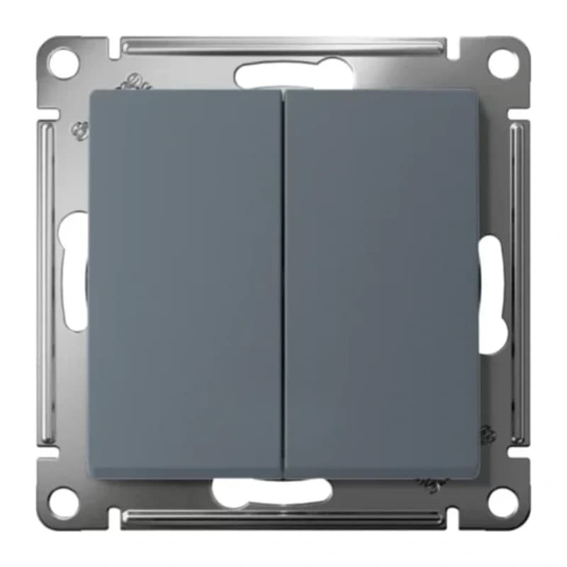 Выключатель двухклавишный проходной Schneider Atlasdesign 10А, грифель