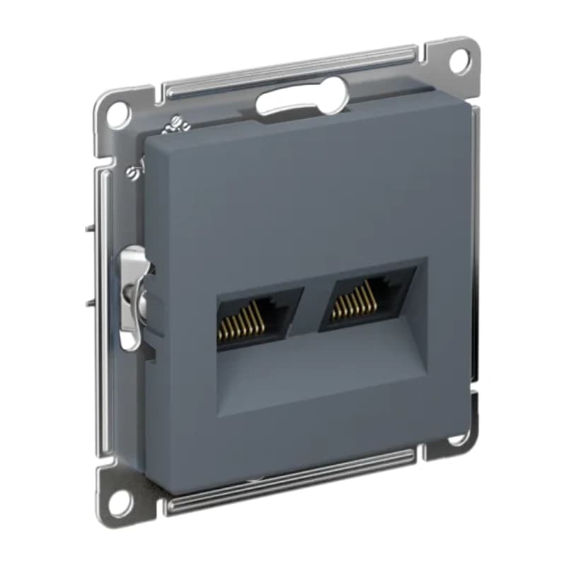 Розетка компьютерная двойная Atlasdesign RJ45 5 кат., грифель
