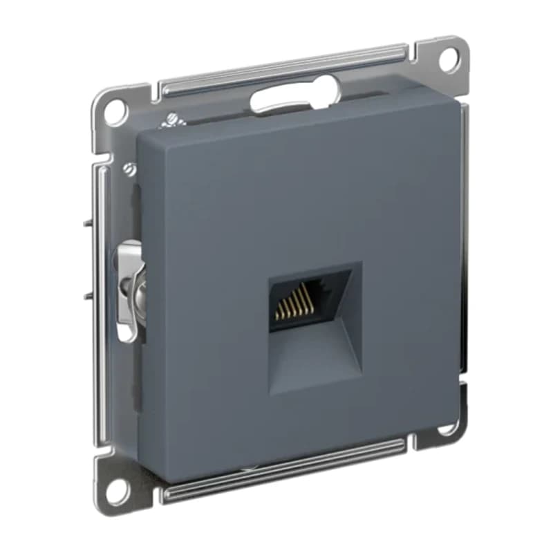 Розетка компьютерная одинарная Atlasdesign RJ45 6A кат., грифель
