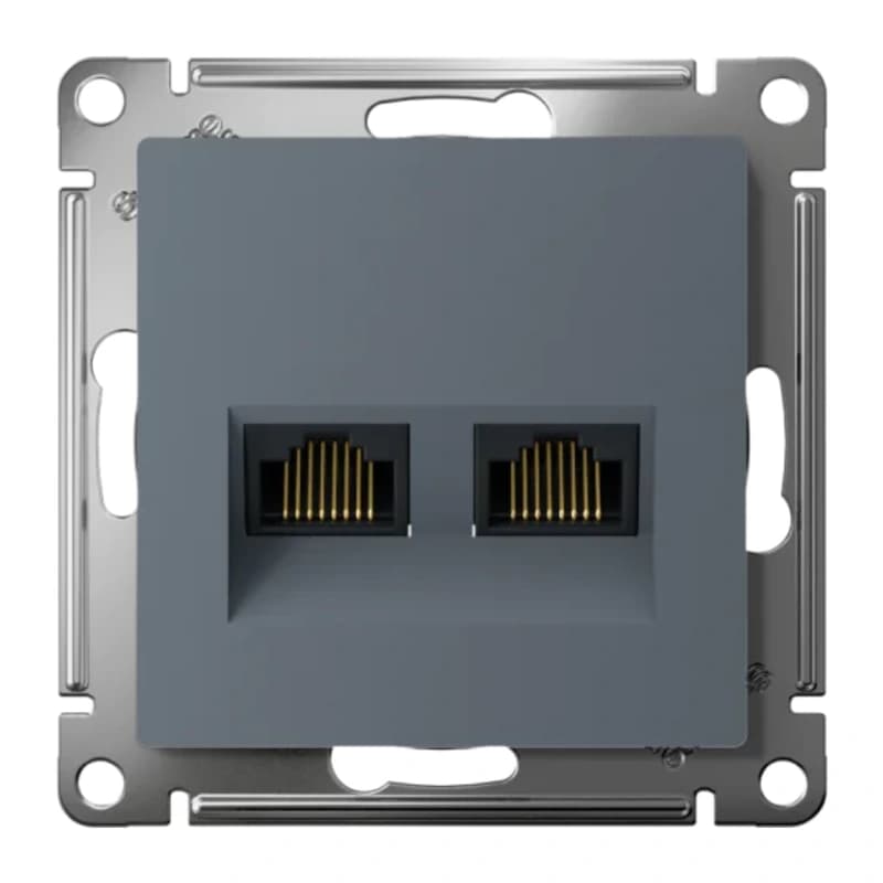 Розетка компьютерная двойная Atlasdesign RJ45 6A кат., грифель