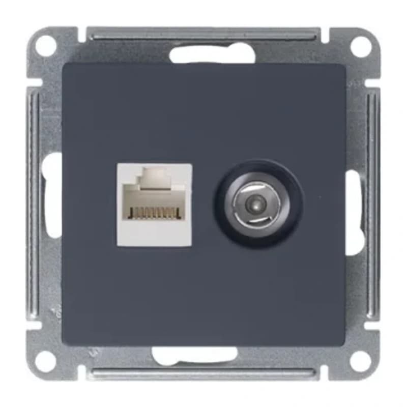 Розетка TV и интернет розетка Schneider Atlasdesign RJ 45, 5 кат., грифель