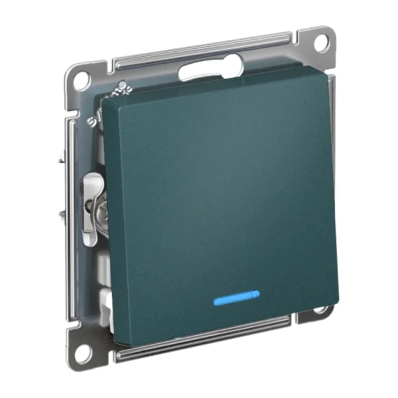 Выключатель одноклавишный с подсветкой Schneider Atlasdesign 10А, изумруд