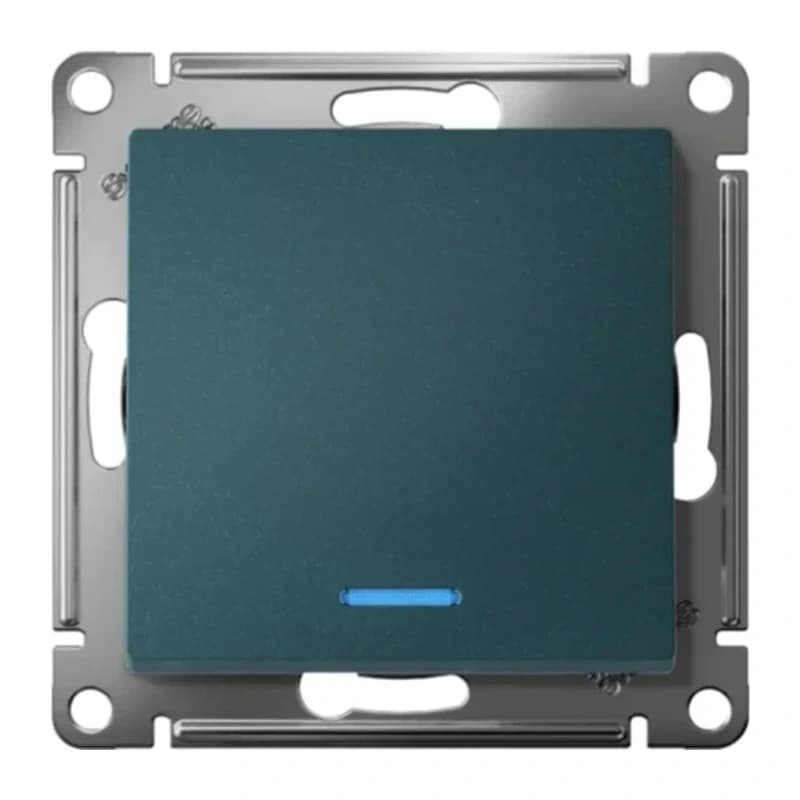 Выключатель одноклавишный с подсветкой Schneider Atlasdesign 10А, изумруд