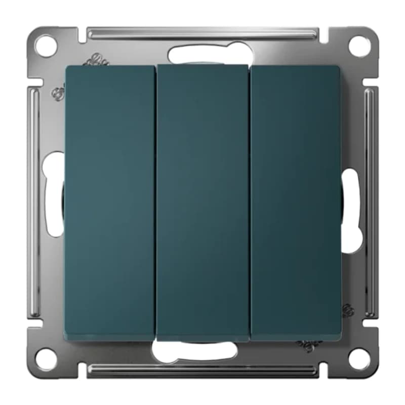 Выключатель трехклавишный Schneider Atlasdesign 10А, изумруд