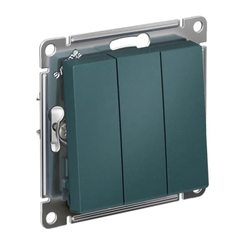 Выключатель трехклавишный Schneider Atlasdesign 10А, изумруд