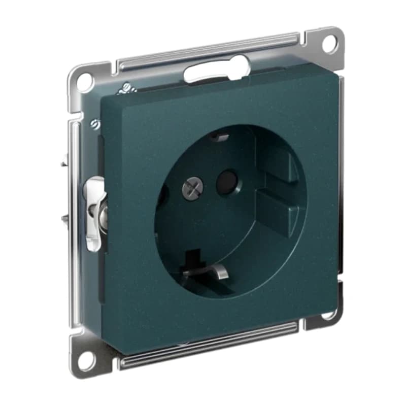Розетка с заземлением со шторками Atlasdesign 16А, быстрозажим. клем., изумруд