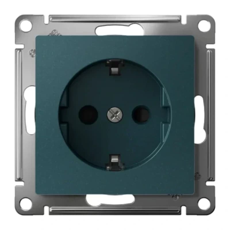 Розетка с заземлением со шторками Atlasdesign 16А, быстрозажим. клем., изумруд