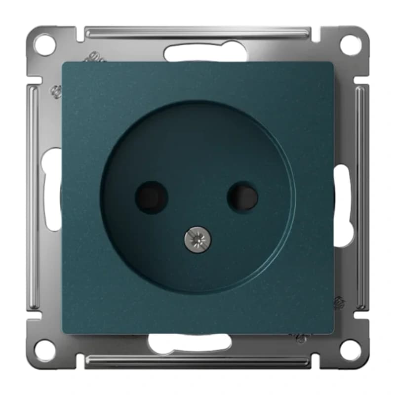 Розетка без заземления со шторками Atlasdesign 16А, изумруд