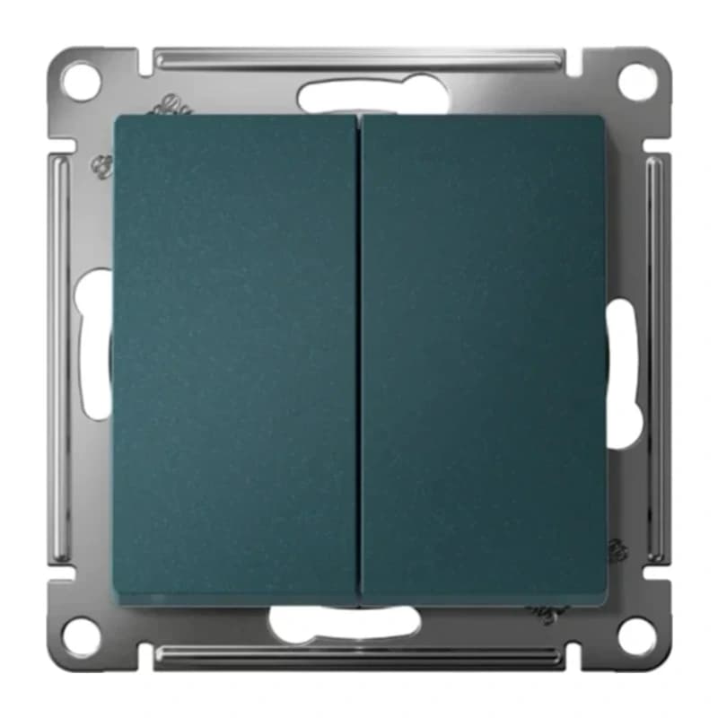 Выключатель двухклавишный проходной Schneider Atlasdesign 10А, изумруд