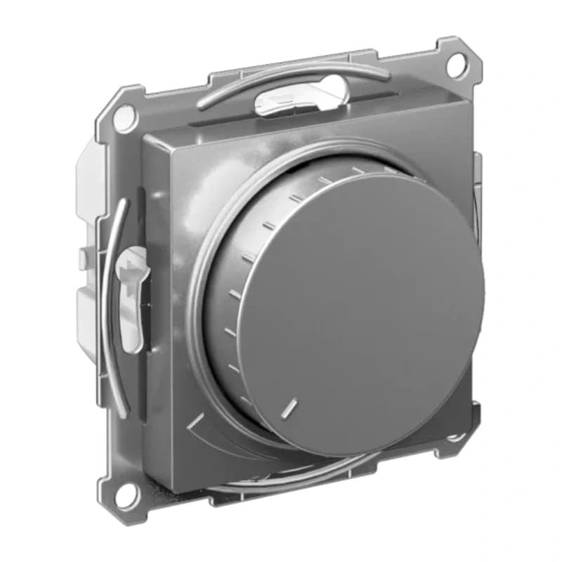 Светорегулятор поворотно-нажимной LED, RC, 400Вт Schneider Atlasdesign, сталь