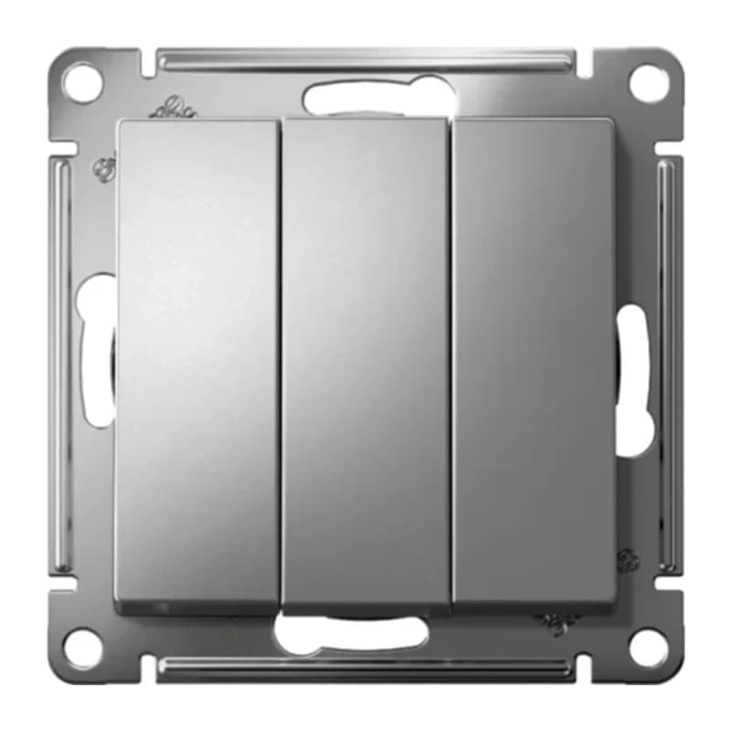 Выключатель трехклавишный Schneider Atlasdesign 10А, сталь