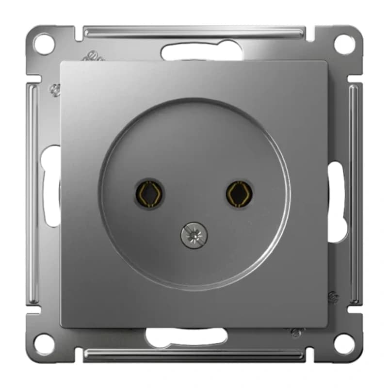 Розетка без заземления Atlasdesign 16А, сталь