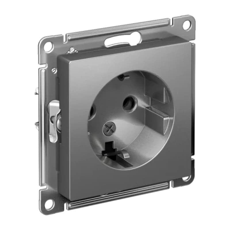 Розетка с заземлением Atlasdesign 16А, сталь