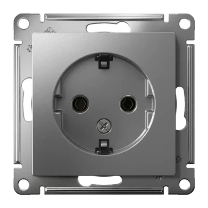 Розетка с заземлением Atlasdesign 16А, сталь