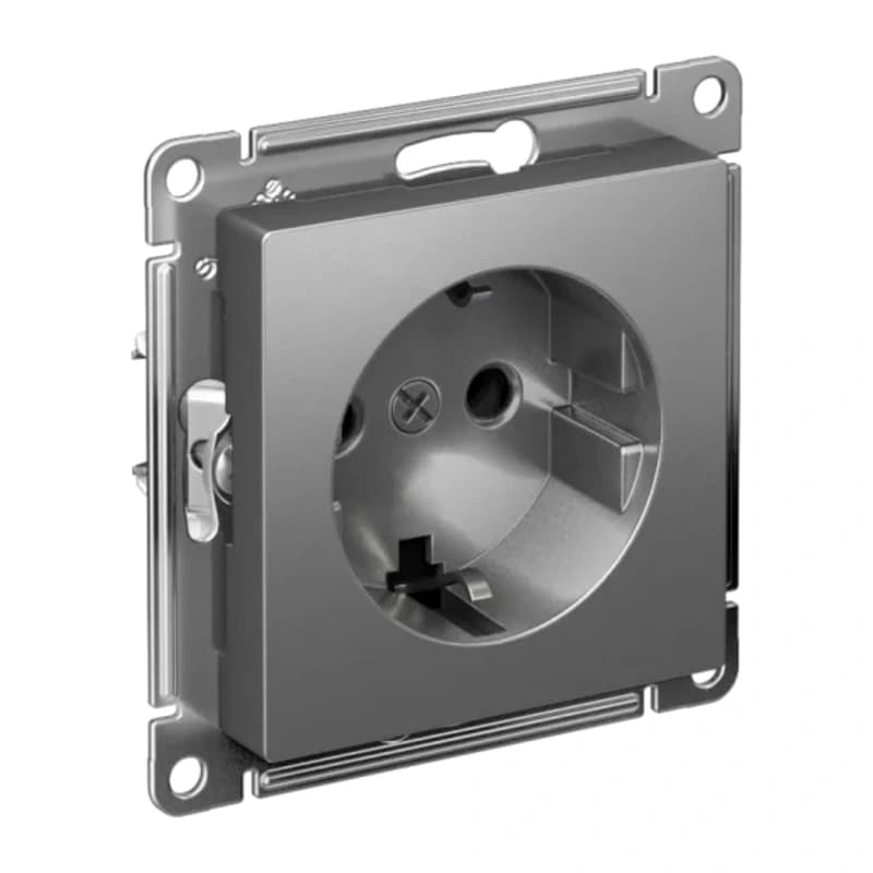 Розетка с заземлением Atlasdesign 16А, быстрозажим. клем., сталь