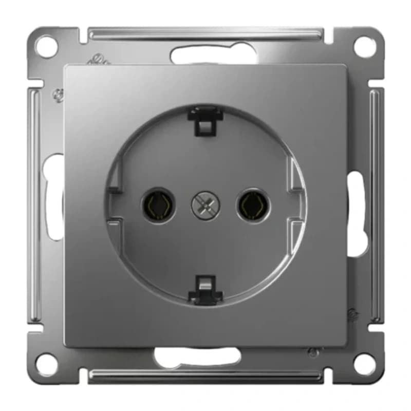 Розетка с заземлением Atlasdesign 16А, быстрозажим. клем., сталь