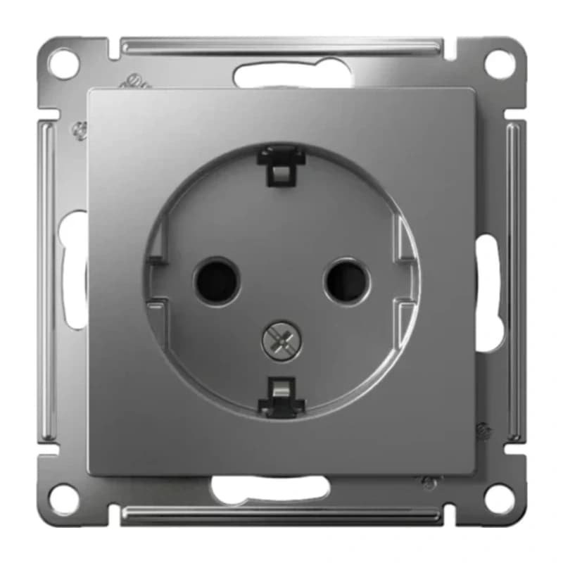 Розетка с заземлением со шторками Atlasdesign 16А, сталь