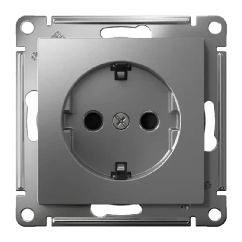 Розетка с заземлением со шторками Atlasdesign 16А, быстрозажим. клем., сталь
