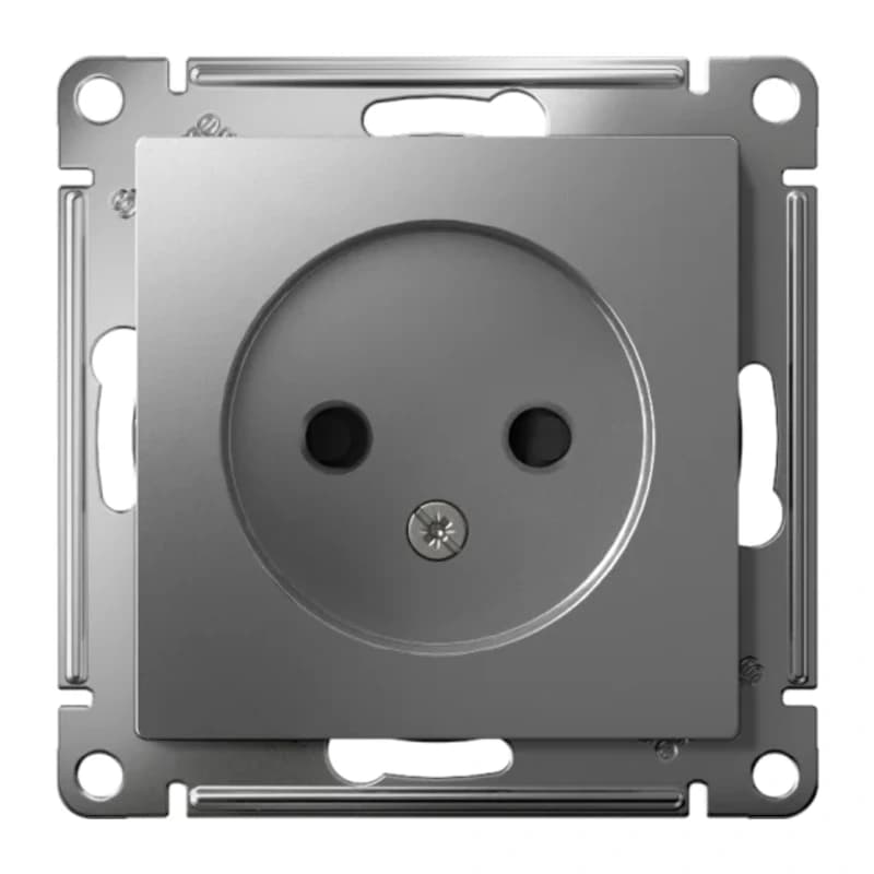 Розетка без заземления со шторками Atlasdesign 16А, сталь