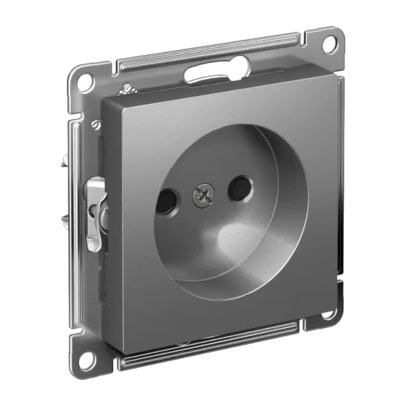 Розетка без заземления со шторками Atlasdesign 16А, быстрозажим. клем., сталь