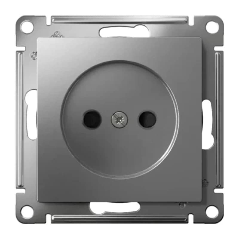 Розетка без заземления со шторками Atlasdesign 16А, быстрозажим. клем., сталь