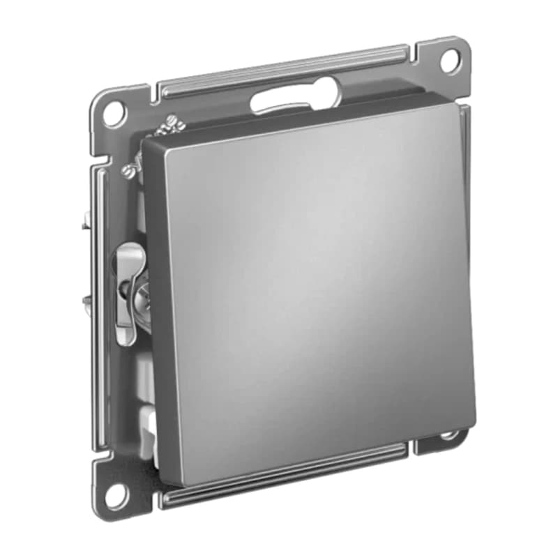 Выключатель одноклавишный перекрестный Schneider Atlasdesign 10А, быстрозажим. клем., сталь