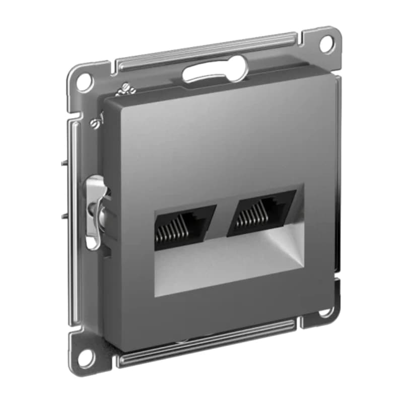 Розетка компьютерная двойная Atlasdesign RJ45 5 кат., сталь