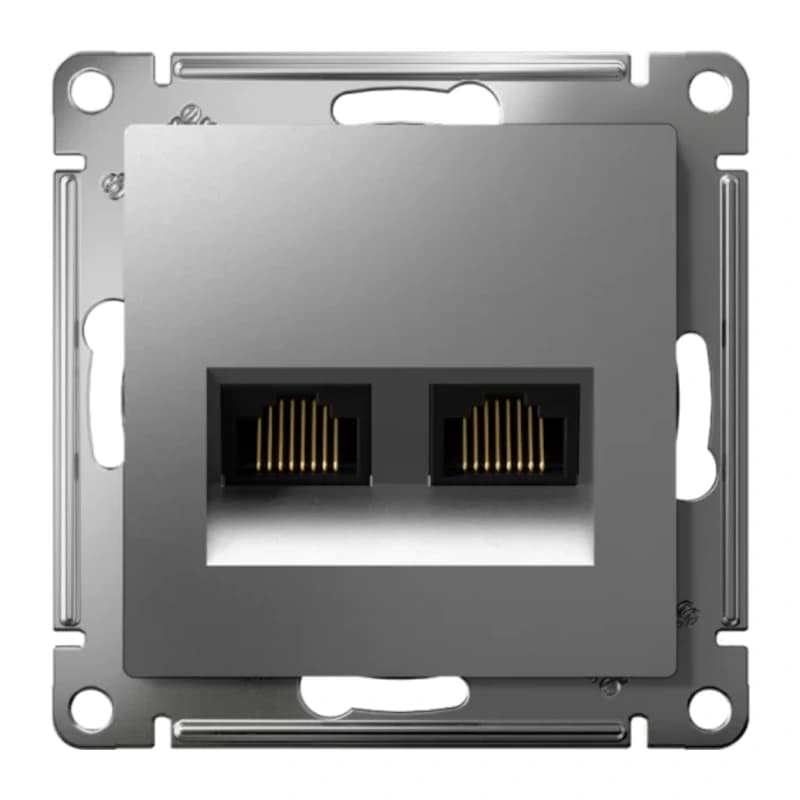 Розетка компьютерная двойная Atlasdesign RJ45 5 кат., сталь