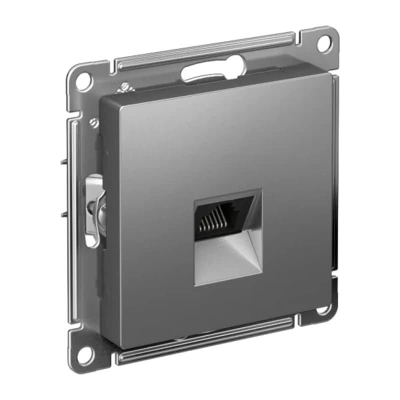 Розетка компьютерная одинарная Atlasdesign RJ45 6A кат., сталь