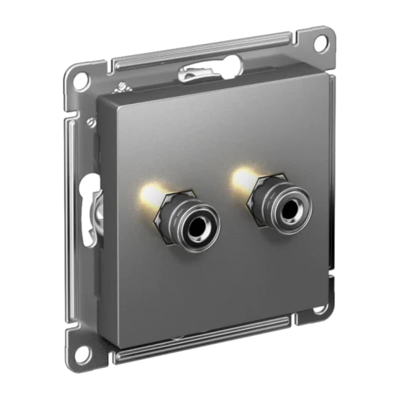 Розетка акустическая двойная Schneider Atlasdesign, сталь