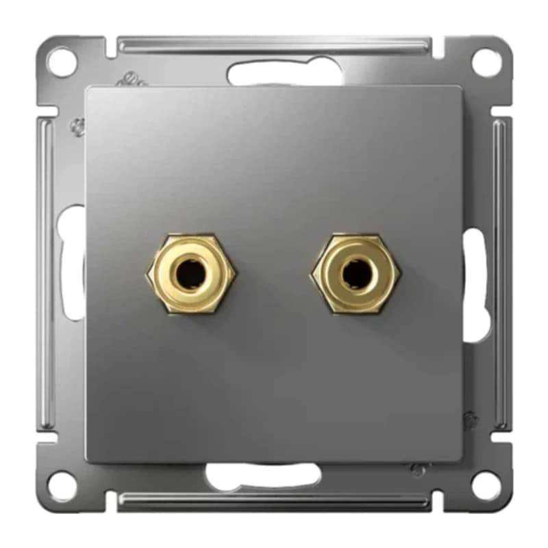 Розетка акустическая двойная Schneider Atlasdesign, сталь