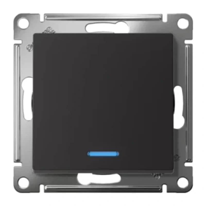 Выключатель одноклавишный с подсветкой Schneider Atlasdesign 10А, карбон