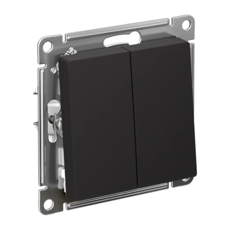 Выключатель двухклавишный кнопочный Atlasdesign 10А, карбон