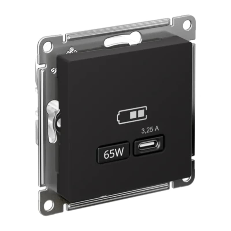 Розетка USB для зарядки Atlasdesign тип-C 65W высокоскор.заряд. QC, PD, карбон