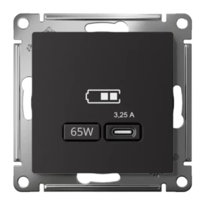 Розетка USB для зарядки Atlasdesign тип-C 65W высокоскор.заряд. QC, PD, карбон