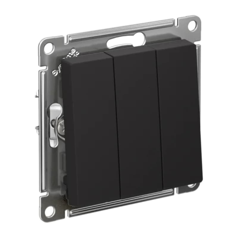 Выключатель трехклавишный Schneider Atlasdesign 10А, карбон