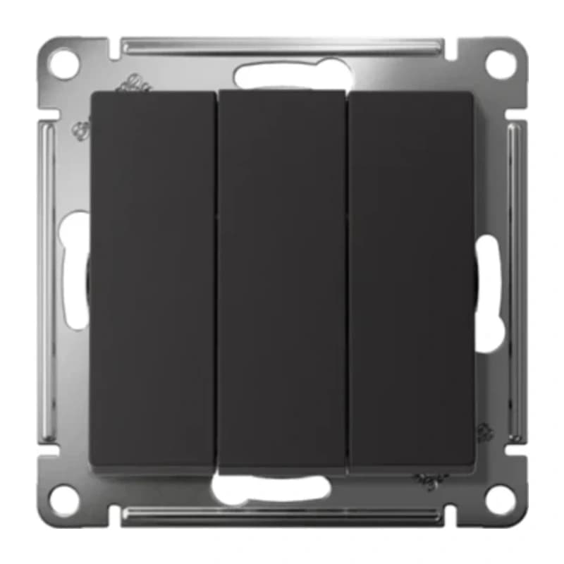 Выключатель трехклавишный Schneider Atlasdesign 10А, карбон